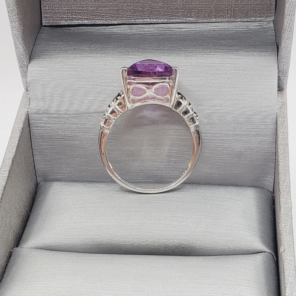 Lavendar Alexite & Thai Black Spinel 925 Sterling Silver Color Changing Ring